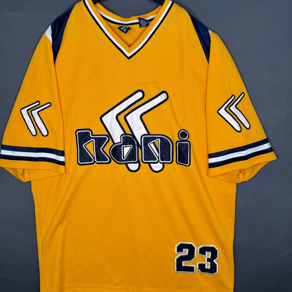 Kani #23 Jersey Shirt Yellow Navy White V-Neck Y2K Hip Hop Streetwear Men's‎ XL